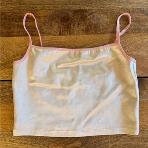 American Apparel Pink and Cream Crop Top with Modern Design